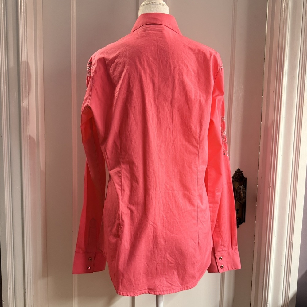 NWT Wrangler Womens M Rodeo Cowgirl Shirt Pink Rhinestones Ultimate Performance - Picture 2 of 9